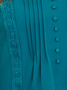 Casual Plain Lace Panel Design Knit Long Sleeve Top