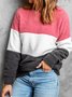 Striped Casual Autumn Heavyweight Micro-Elasticity Pullover Long sleeve French Terry H-Line Sweatshirt for Women