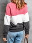 Striped Casual Autumn Heavyweight Micro-Elasticity Pullover Long sleeve French Terry H-Line Sweatshirt for Women