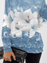 Casual Floral Autumn Micro-Elasticity Loose Crew Neck Cotton-Blend Regular Regular Sweatshirts for Women