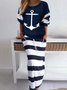 Striped Casual Autumn Natural Daily Long sleeve Top With Skirt Regular Regular Size Two Piece Sets for Women