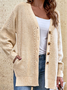 Women Casual Plain Winter V neck Natural Loose Long sleeve Wool/Knitting Regular Sweater Coat