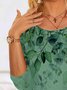 Gradient leaf button asymmetric hem loose top