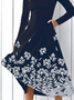 Women Casual Floral Autumn Polyester Zipper Daily Regular Fit Long Long sleeve Dresses