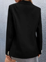 Casual Plain Autumn Polyester Natural Long sleeve Wrap Regular H-Line Blazer for Women