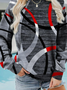 Geometric Casual Autumn Polyester Micro-Elasticity Daily H-Line Regular Regular Size Sweatshirt for Women