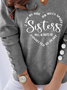 Women Casual Text Letters Autumn Spandex Buttoned Regular T-Line Medium Elasticity Regular Size Sweatshirts