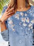 Women Casual Floral Autumn Regular Fit Jersey X-Line Regular Medium Elasticity Regular Size T-shirt