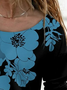 Casual Floral Autumn Daily Long sleeve Crew Neck H-Line Regular Medium Elasticity T-shirt for Women