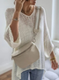 Women Casual Plain Autumn Micro-Elasticity Daily Loose Crew Neck Wool/Knitting Regular Sweater