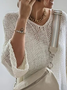 Women Casual Plain Autumn Micro-Elasticity Daily Loose Crew Neck Wool/Knitting Regular Sweater