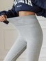 Plain Winter Simple Natural High Elasticity Daily Slim fit Pants H-Line Regular Size Leggings for Women