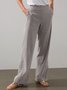 Women Casual Plain Autumn Natural Micro-Elasticity Elastic Band Cotton-Blend Long Regular Casual Pants