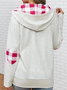 Casual Plaid Autumn Polyester Hoodie Micro-Elasticity Loose Long sleeve Regular Sweatshirts for Women