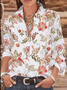 Women Casual Floral Autumn Daily Loose Long sleeve Regular H-Line Regular Blouse