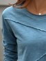 Casual Plain Autumn Micro-Elasticity Jersey Long sleeve Crew Neck Regular H-Line T-shirt for Women