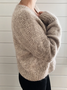 Women Casual Plain Autumn V neck Natural Daily Loose Long sleeve H-Line Sweater Coat