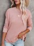 Women Casual Plain Autumn Daily Loose Long sleeve Regular H-Line Regular Top