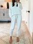 Casual Plain Autumn Micro-Elasticity Crew Neck Cotton-Blend H-Line Regular Regular Size Two Piece Set for Women