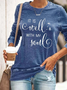 Autumn Printed Casual Long sleeve Fit Crew Neck Cotton-Blend Regular Sweatshirt for Women