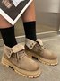 Faux Suede Chunky Heel Outdoor Hiking Boots