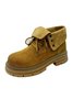Faux Suede Chunky Heel Outdoor Hiking Boots