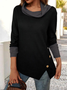 Casual Cowl Neck Button Detail Asymmetrical Hem Tunic