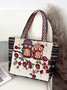 Ethnic Owl Embroidered Tote Bag Shoulder Bag Vintage Striped Canvas Bag