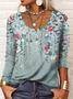 Casual Floral Autumn Daily Regular Fit Jersey Long sleeve Medium Elasticity Regular Size Tops for Women