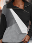 Regular Fit  Casual Zipper Turtleneck Geometric Sweatshirt
