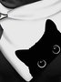 Casual Black Cat Pattern Triangle Scarf Daily Commuter Clothing Matching