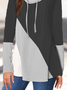 Casual Color Block Cowl Neck Long Sleeve Sweatshirt