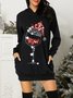 Christmas Red Wine Glass Hoodie Casual Dresses