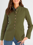 Buttoned Cotton-Blend Casual Other Coat