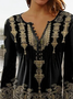 Ethnic V Neck Casual Loose T-Shirt