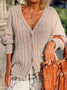 Plain Wool/Knitting V Neck Sweater Coat