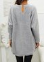 Women Winter Plush Pullover Crew Neck Casual Thermal Dress with Pockets