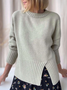 Crew Neck Plain Wool/Knitting Sweater