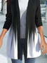 Casual Contrast Black Ombre Long Sleeve Coat