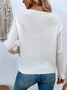 Lace Plain Crew Neck Casual Sweater