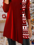 Casual Asymmetric Hem Christmas Print Deep Red Sweatshirt