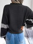 Color Block Button Sweater Cardigan - Black