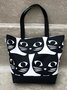 Casual Black Cat Pattern Shoulder Bag Cat Pattern Shopping Bag Everyday Outing Clothing Matching