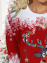 Women Christmas Snowflake Elk Holiday Long Sleeve Top