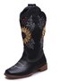 Plus Size Sunflower Embroidery Western Cowboy Boots