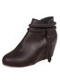 Womens's Plus Size Braided Strap Fringed Wedge Heel Booties