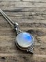 Vintage Natural Opal Moonstone Long Necklace Sweater Chain Bohemian Ethnic Jewelry