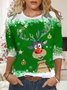 Women Christmas Snowflake Elk Holiday Long Sleeve Top