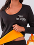 Tight Crew Neck Casual  Text Letters Top