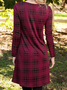 Crew Neck Casual Plaid Dress